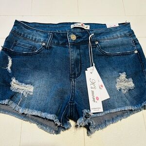 New Distressed Denim Shorts Blue